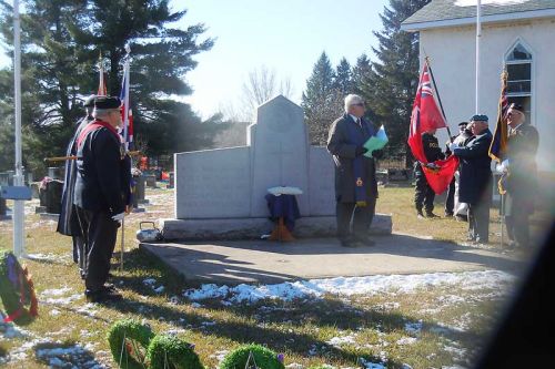 Rev. Padre Bruce Kellar led the Remembrance Day service that was held in Denbigh on November 2.  